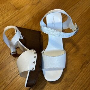 Christian Di Riccio Women’s Strappy White Leather Wedge Heel sandal Sz 40/ 9 US